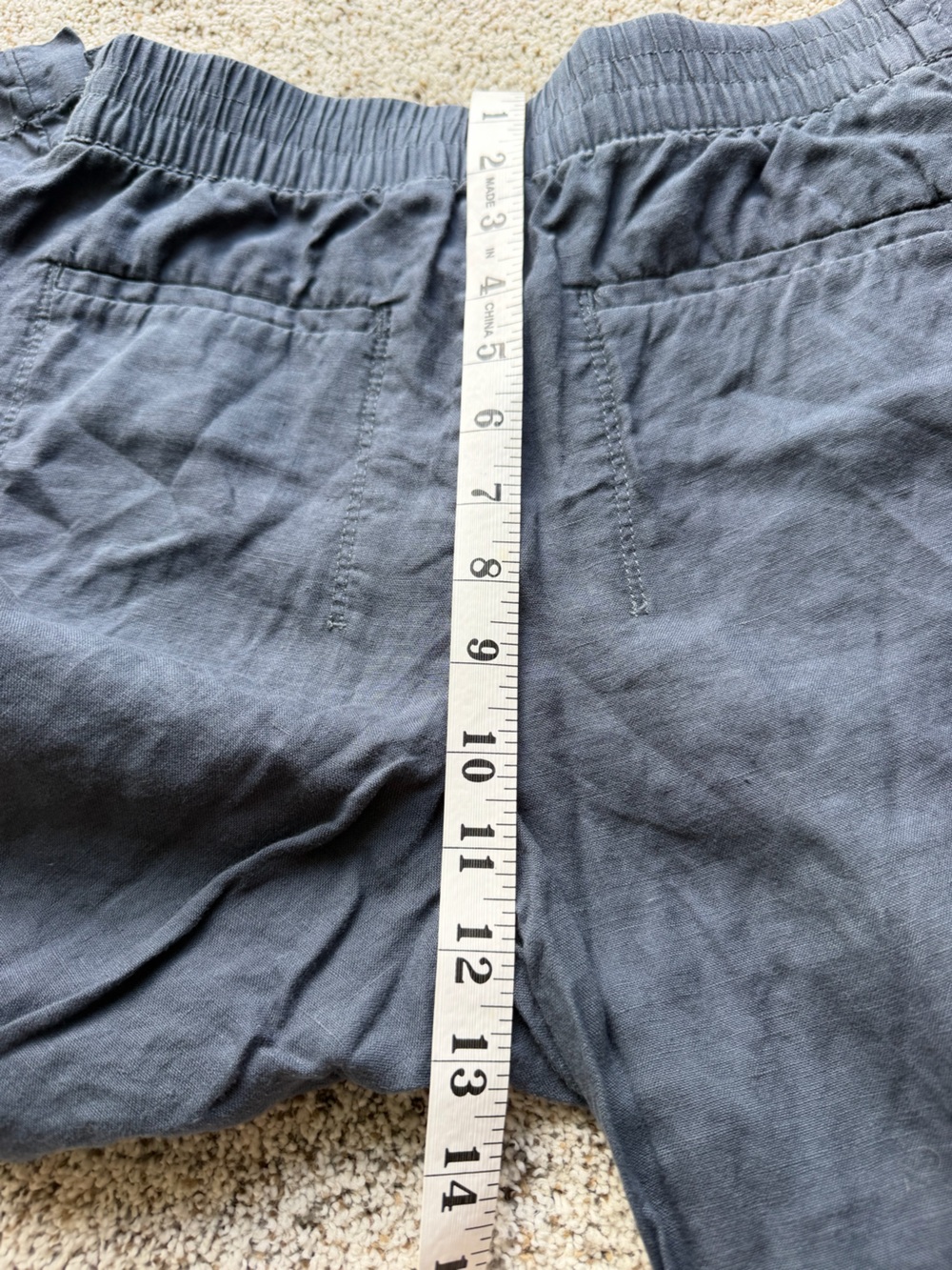 Athleta Voyager Linen Pants Sz 8 Granite Blue Tapered Leg Crop Pull-On Pants - Picture 9 of 10